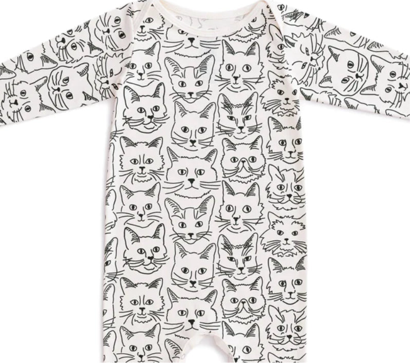 Long Sleeve Romper - Kitties
