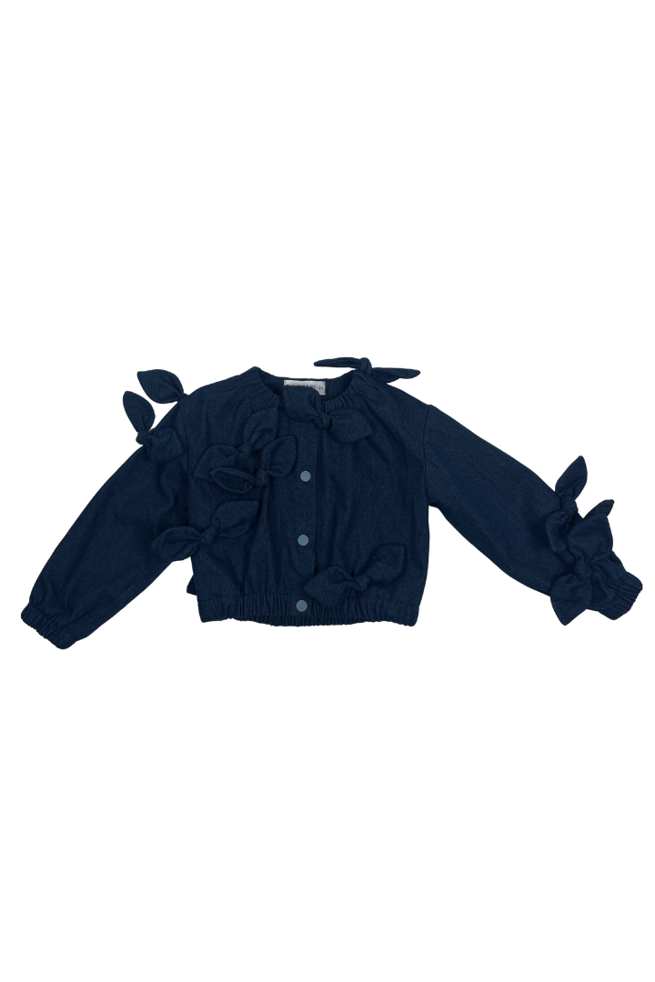 Estrella Bow Embellished Bomber - Denim
