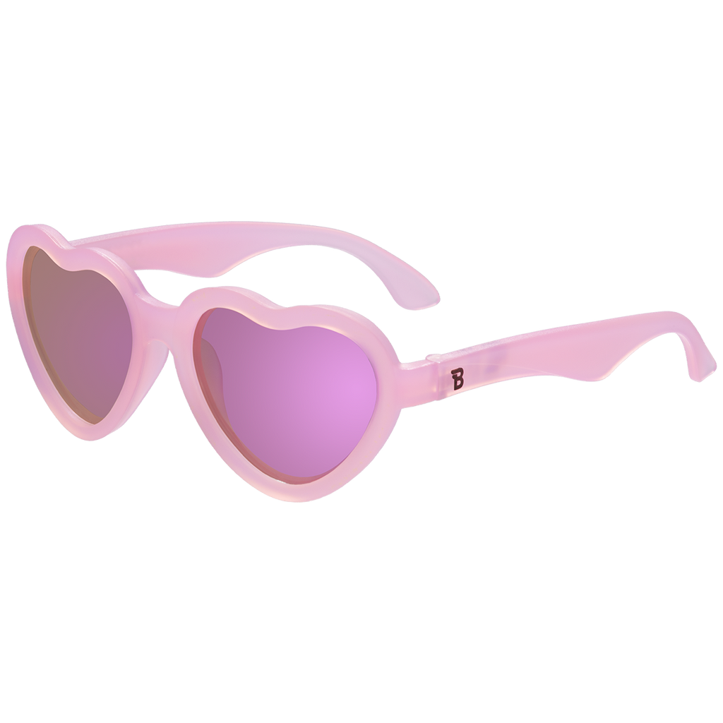 Sunglasses - Frosted Pink Heart | Purple Polarized Mirrored Lenses