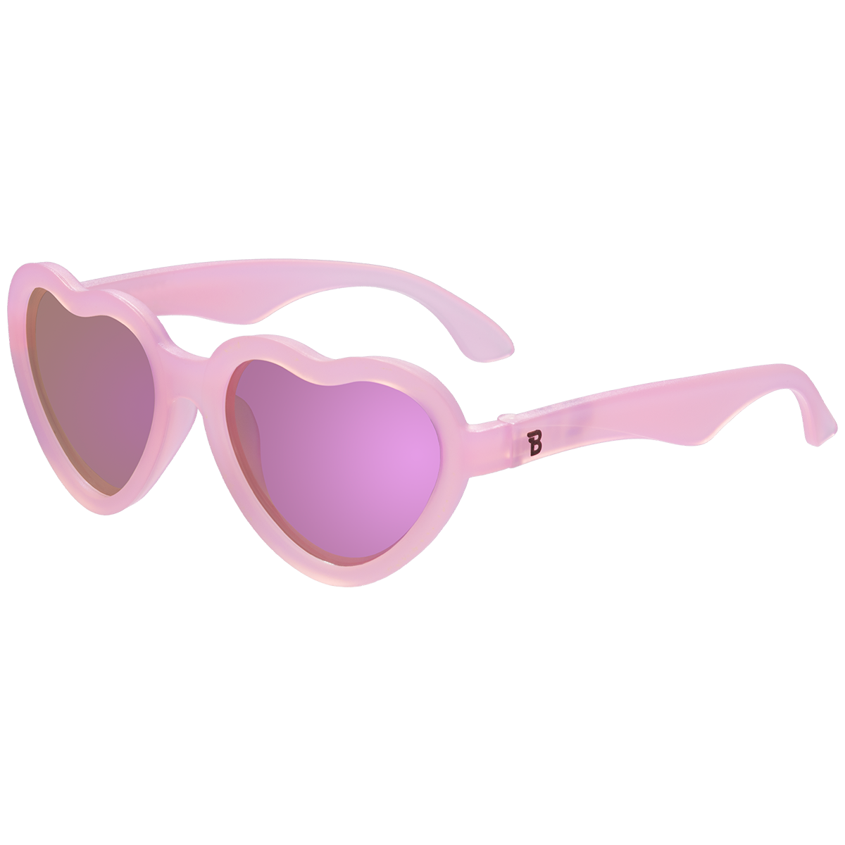 Sunglasses - Frosted Pink Heart | Purple Polarized Mirrored Lenses