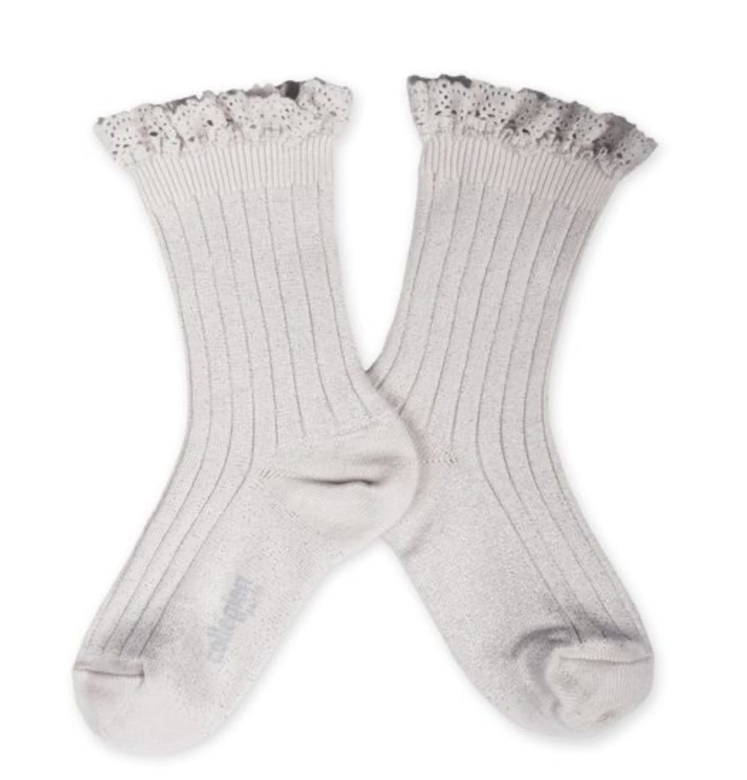 Victorine - Glitter Ribbed Ankle Socks