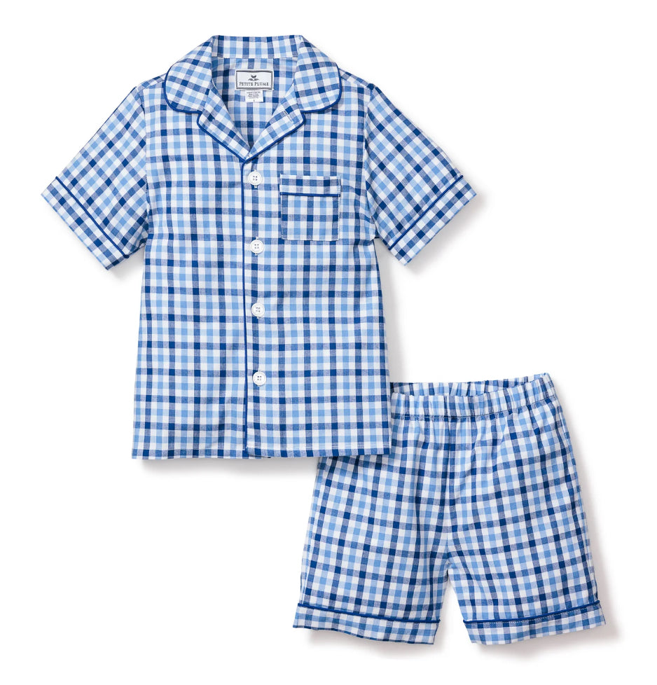 Summer Pajamas - Navy French Ticking