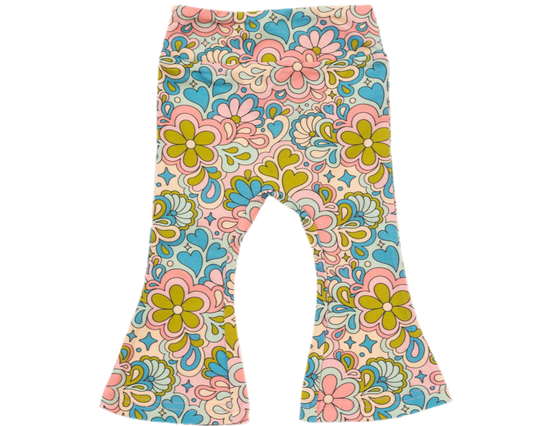Blue Psychedelic 60s Bell Bottoms Leggings
