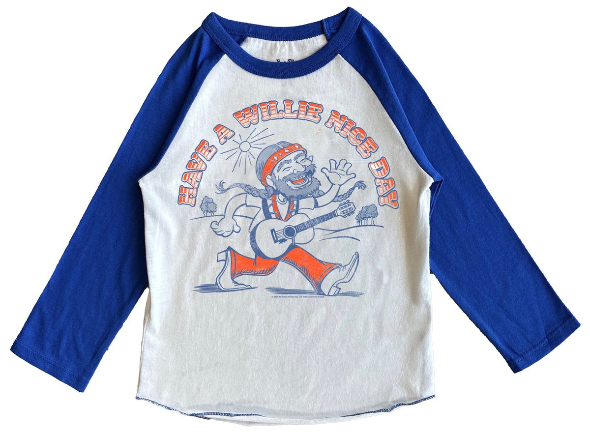 Willie Nelson Have A Nice Day Cartoon Raglan Tee