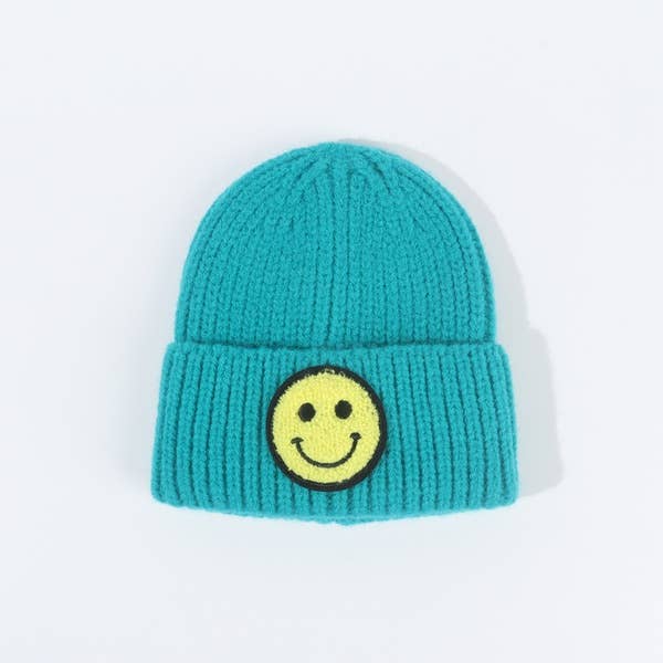 Smiley Face Beanie - Cream