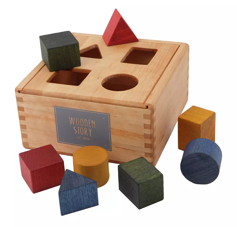 Wooden Rainbow Shape Sorter Box