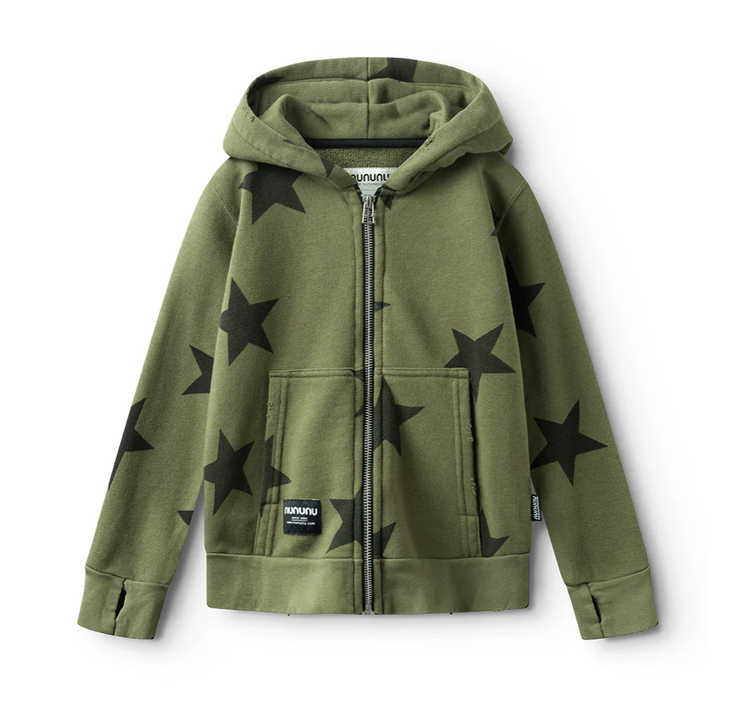 Star Zip Hoodie - Olive