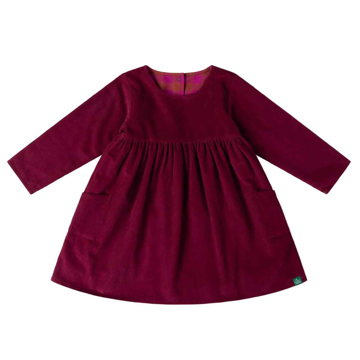 Berry Reversible Corduroy Pocket Dress