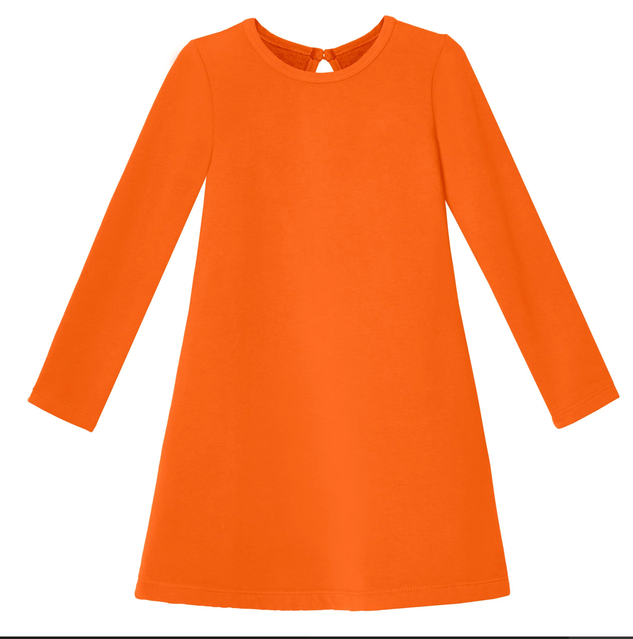 Cotton Fleece A-Line Dress - Orange