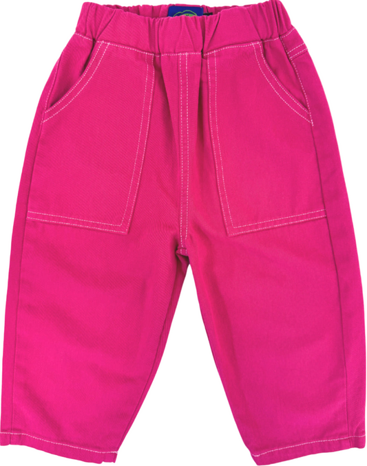 Topstitch Twill Pants - Magenta
