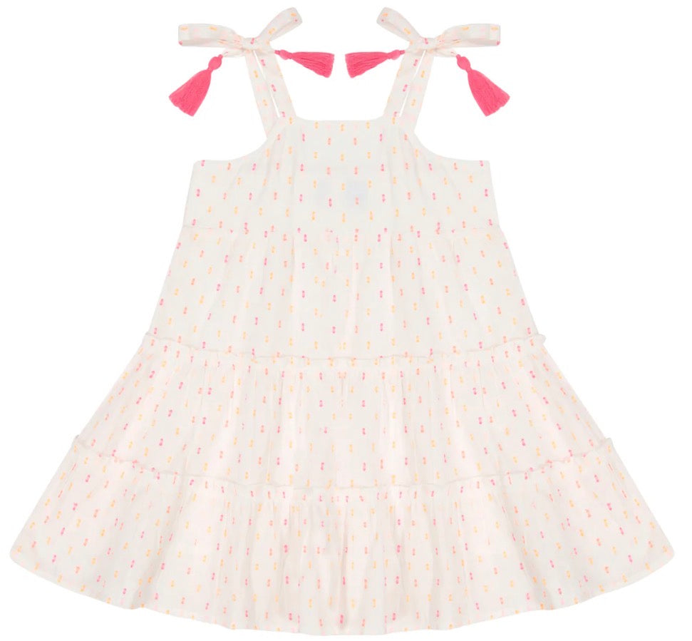 Bella Shoulder Tie Sundress - Neon Swiss Dot