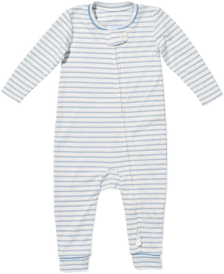 Ziggy Zip Romper - Dusty Blue Mini Stripe