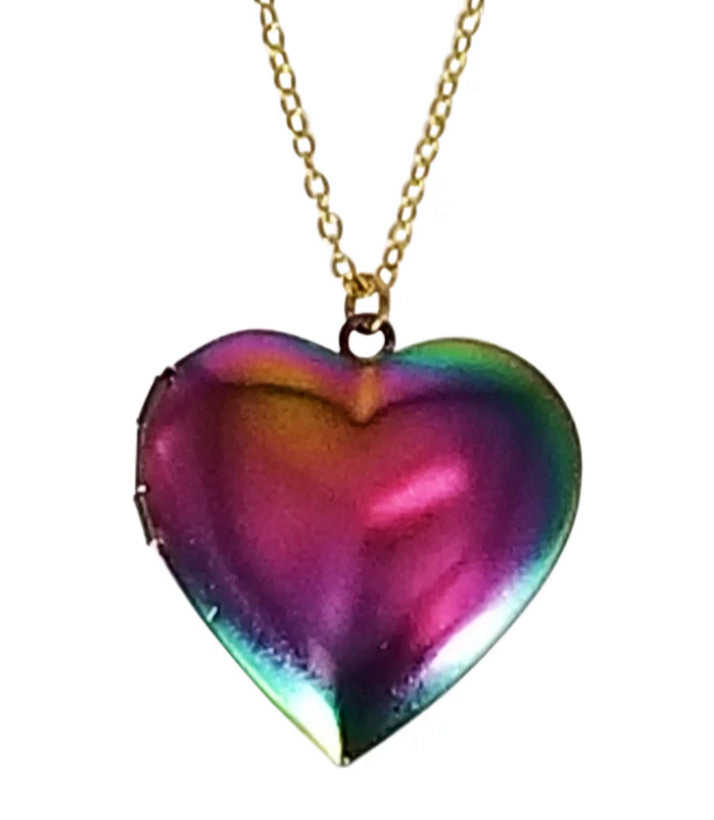 Large Iridized Heart Locket