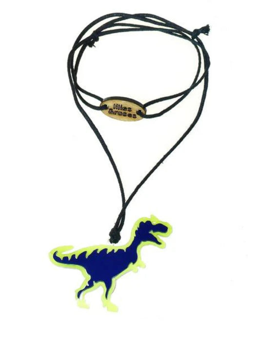 Necklace - Navy Dinosaur