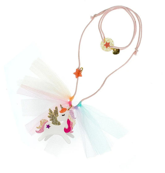 Necklace - Unicorn Winged Coral Glitter