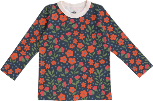 Long Sleeve Tee - Navy Garden Blooms