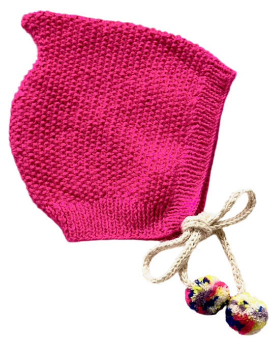 Alpaca Bonnet: Hot Pink With Speckled Pom