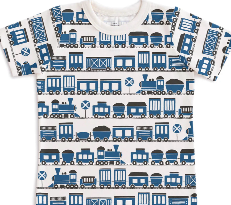 Tee Shirt SS - Trains Blue