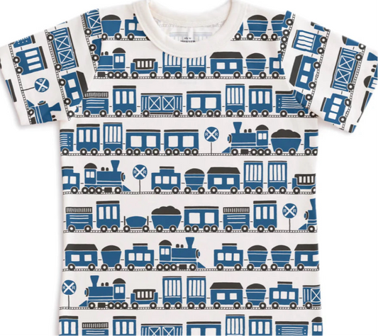 Tee Shirt SS - Trains Blue