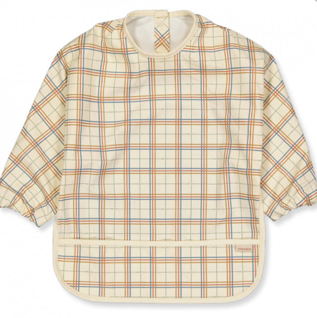 Smock Bib - Checks Laguna & Wheat