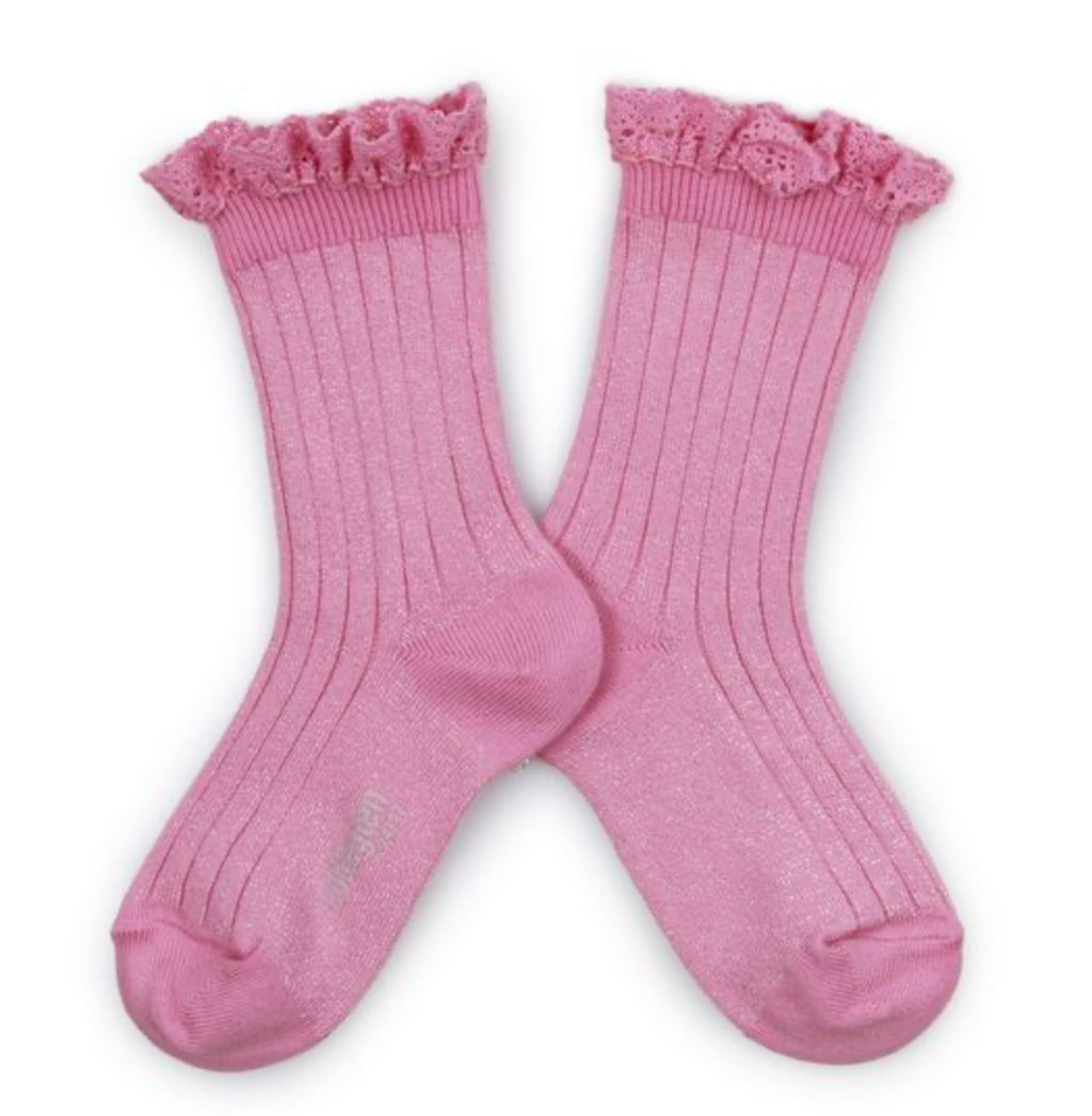 Victorine - Glitter Ribbed Ankle Socks