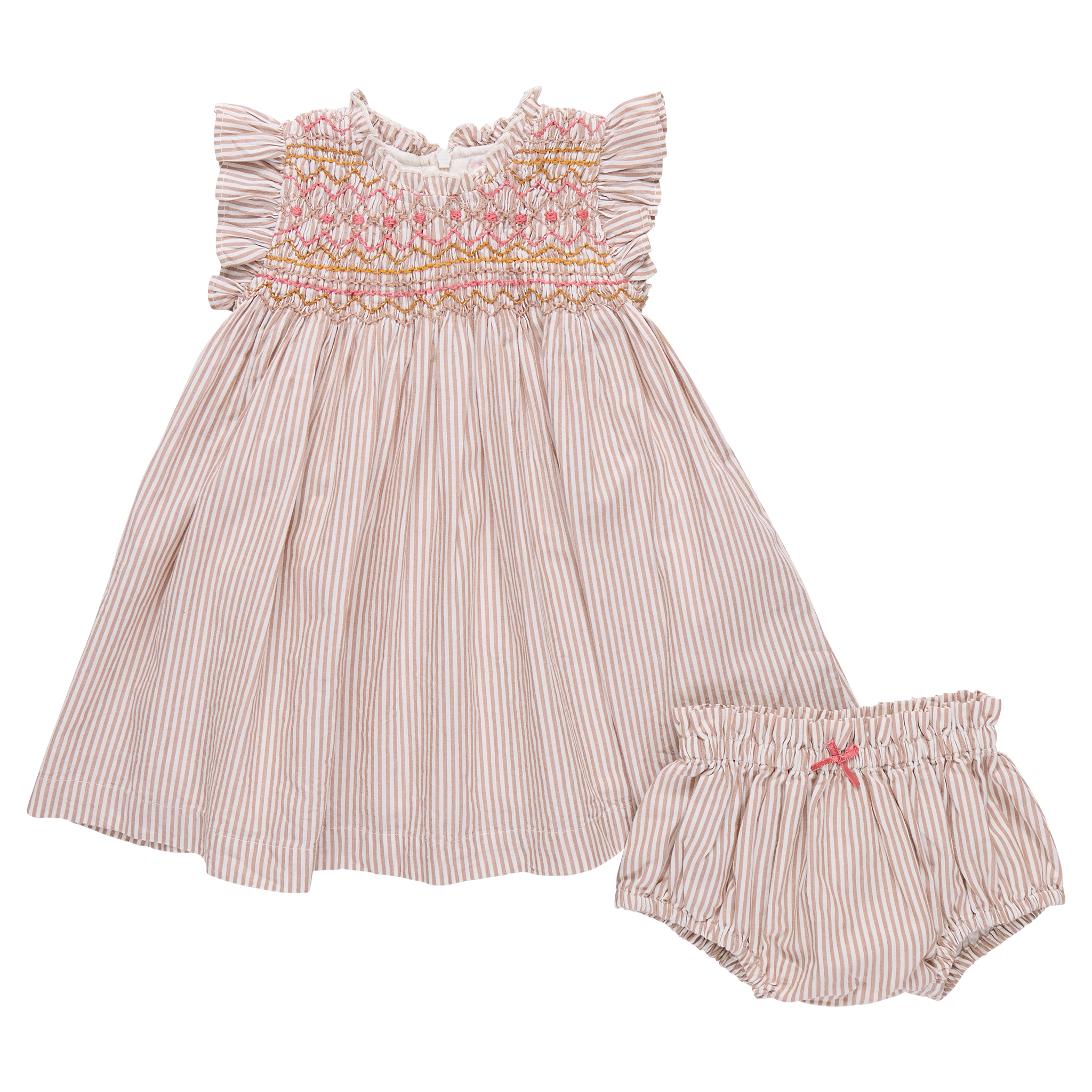 Stevie Dress Set - Tawny Brown Stripe
