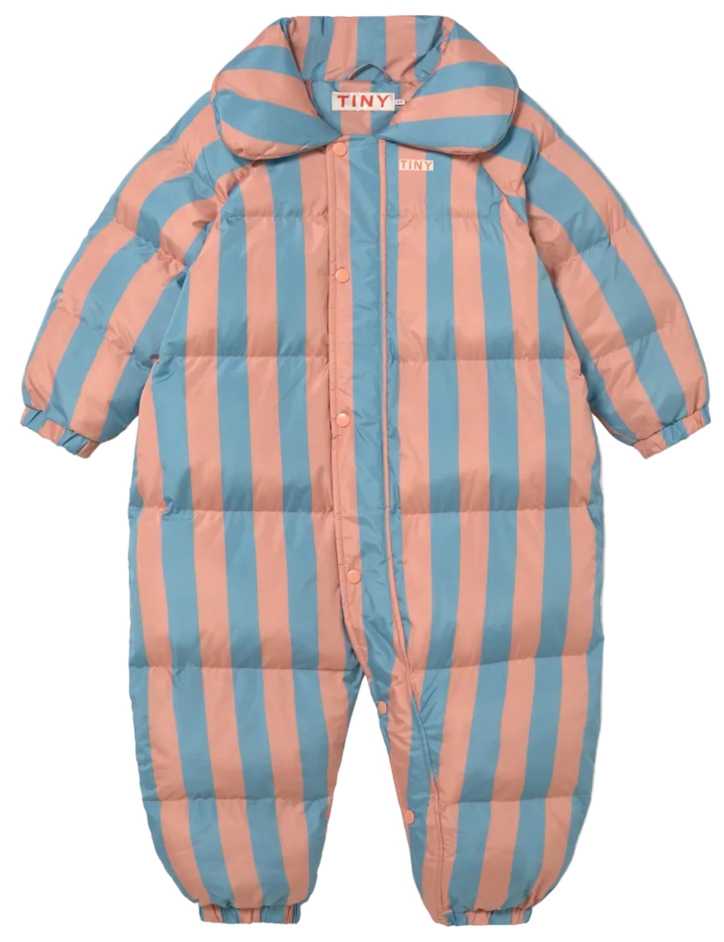 Nude-Blue Stripes Padded Overall