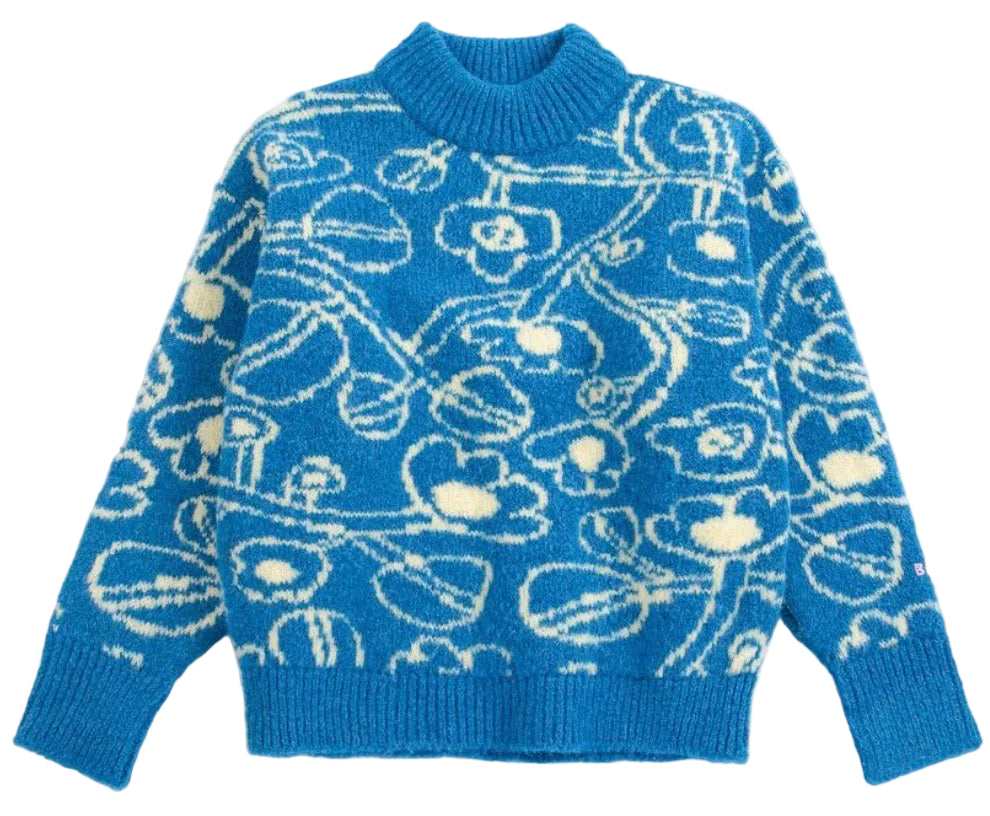 Sketchy Flowers All Over Jaquard Sweater