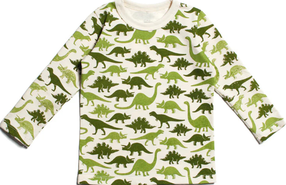 Long Sleeve Tee - Dinosaurs Green