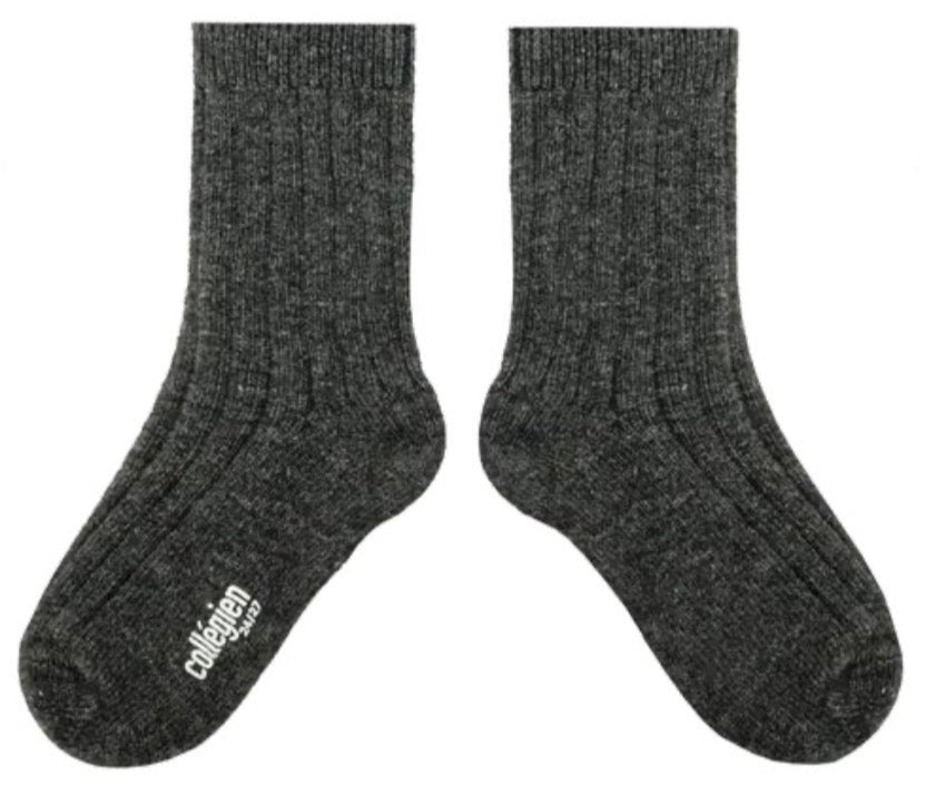 Chamois - Wool/Cashmere Ribbed Crew Sock