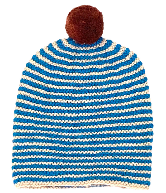 Striped Pom Hat Ocean