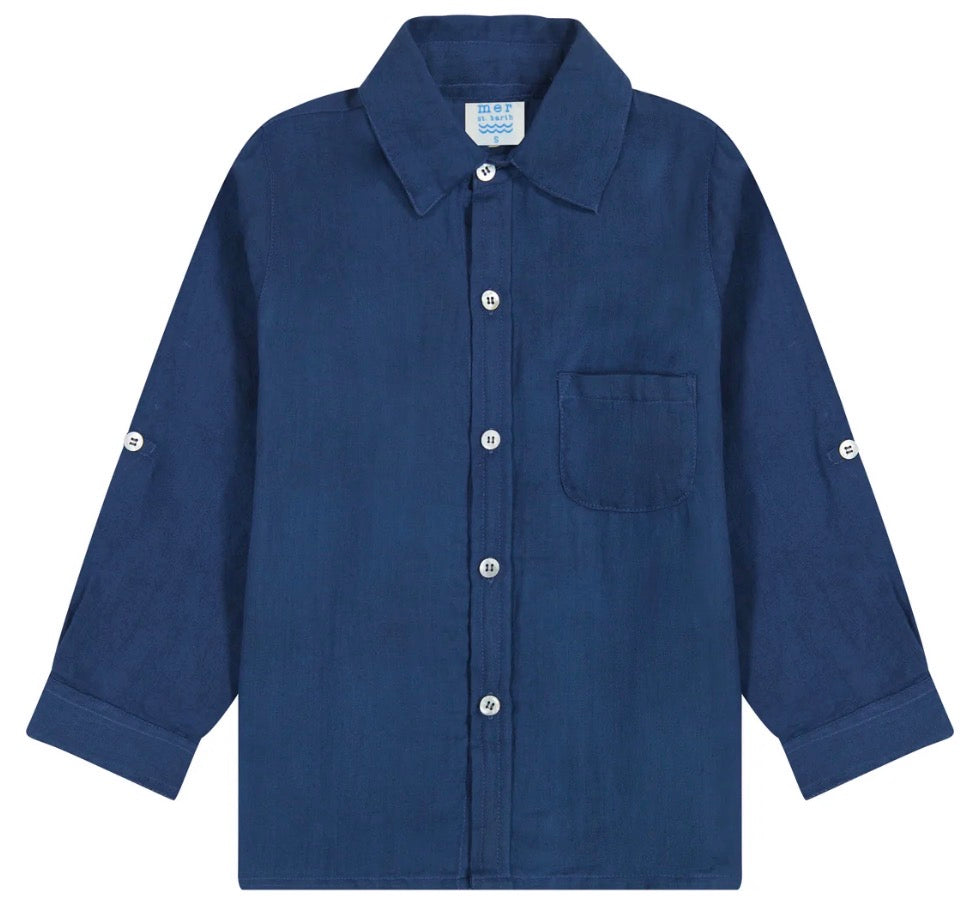 Remi Button Front Shirt - Lapis Blue