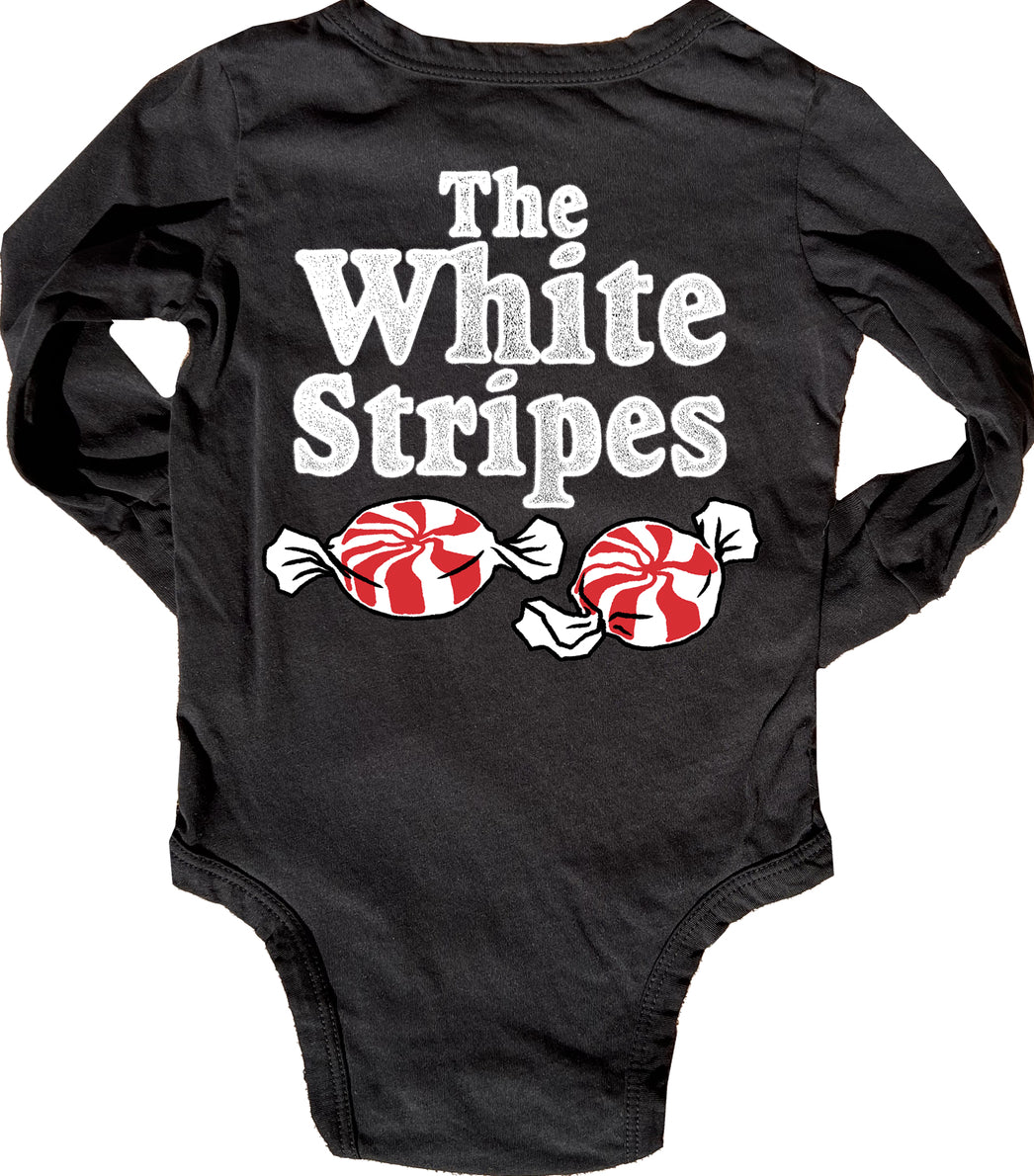White Stripes Candy LS Onesie
