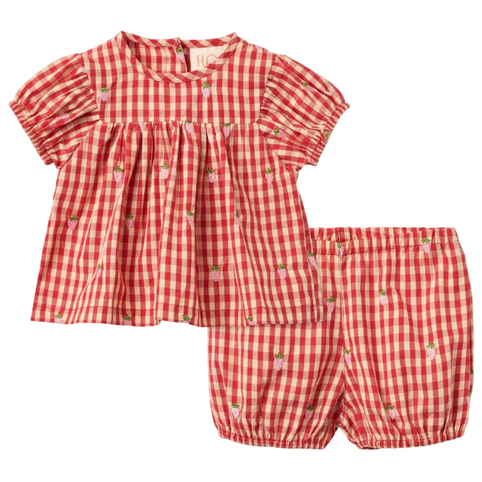 Molly Pineberry Baby SS Set - Red/Pink Berry Gingham