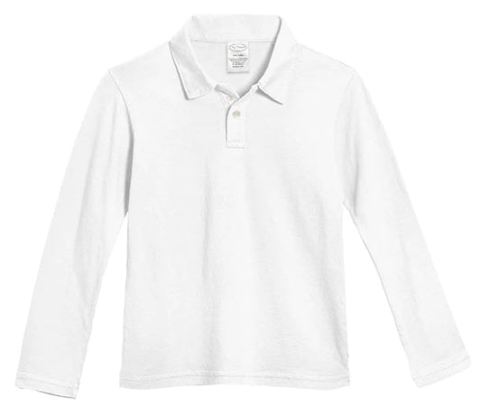 Long Sleeve Solid Jersey Polo - White