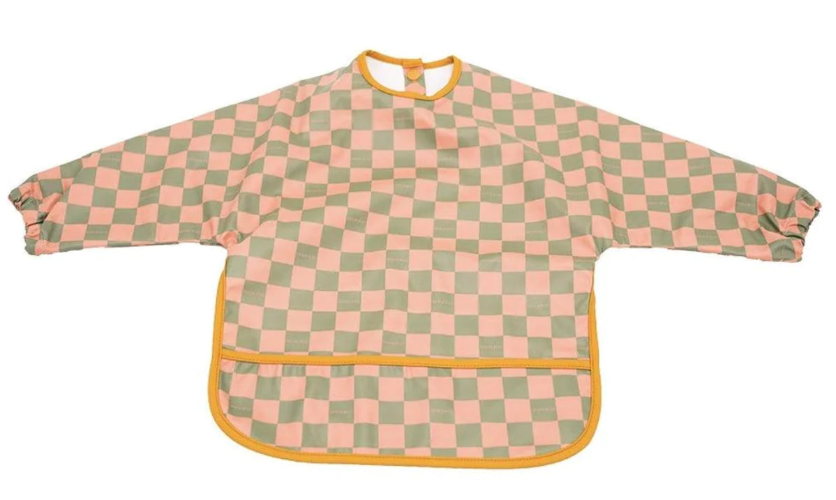 Smock Bib - Checks Laguna & Wheat