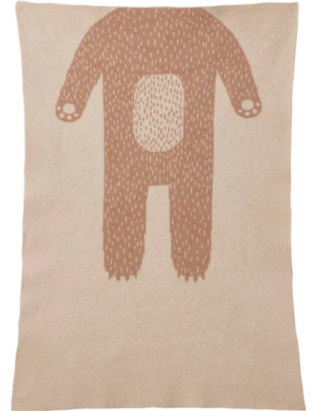 Bear Mini Blanket - Oatmeal & Brown