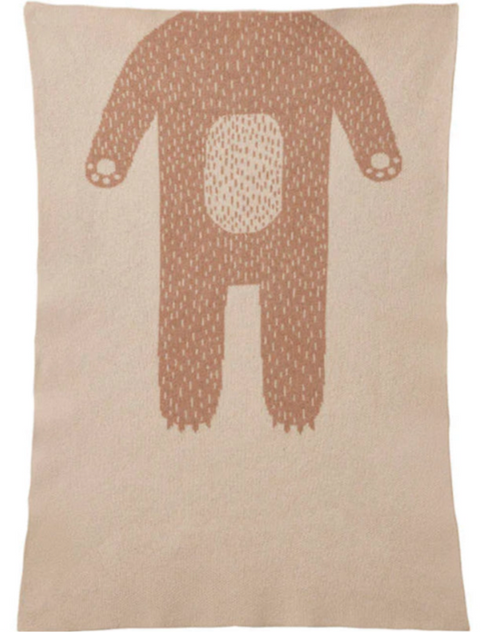 Bear Mini Blanket - Oatmeal & Brown