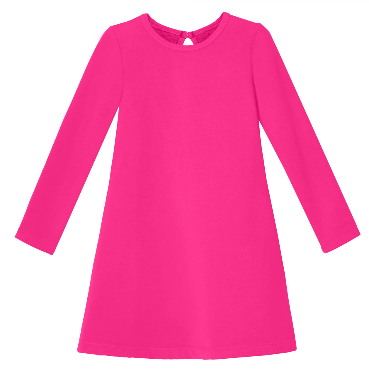 Cotton Fleece A-Line Dress - Hot Pink