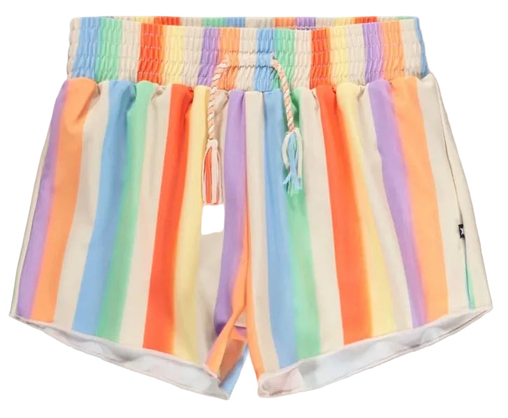 Nicci Girl’s Swim Short - Rainbow Paint