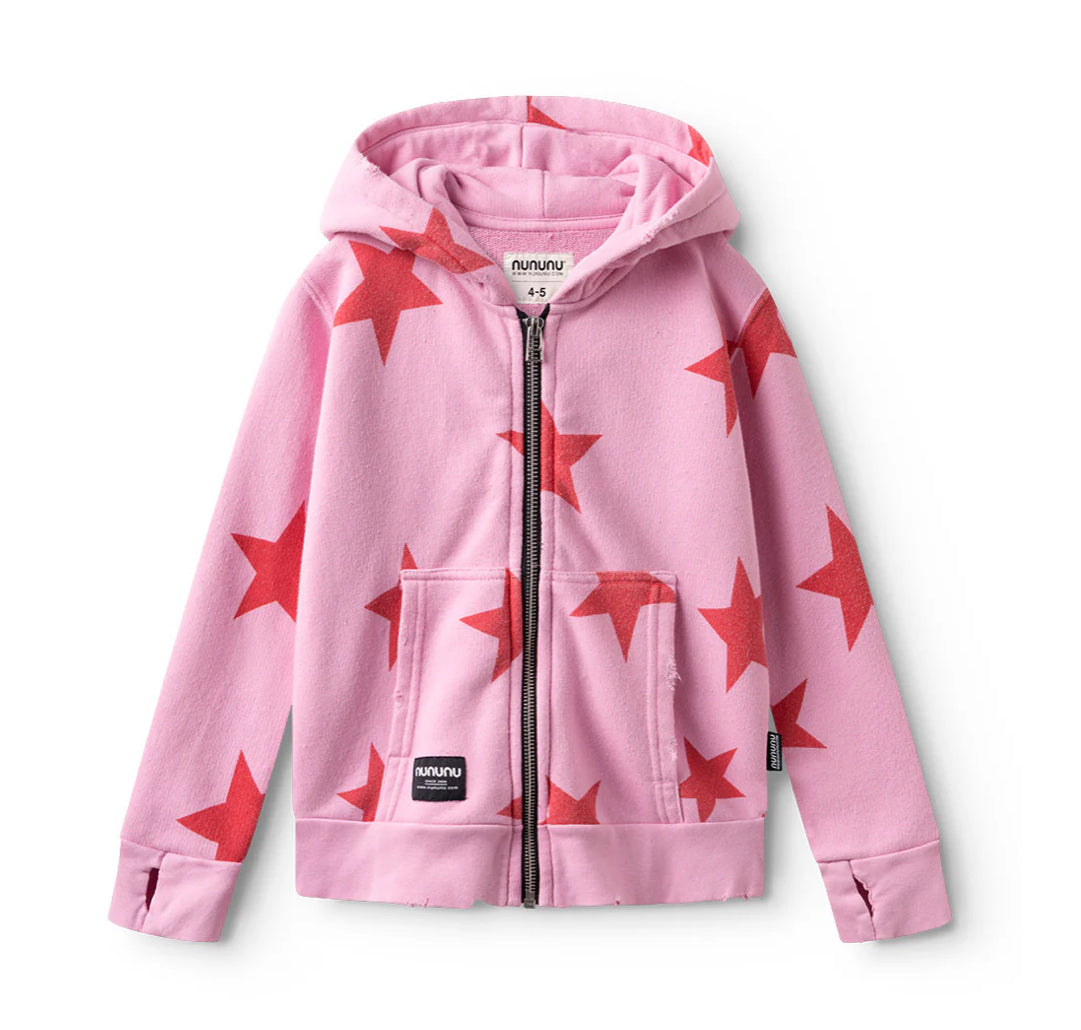 Star Zip Hoodie - Super Pink