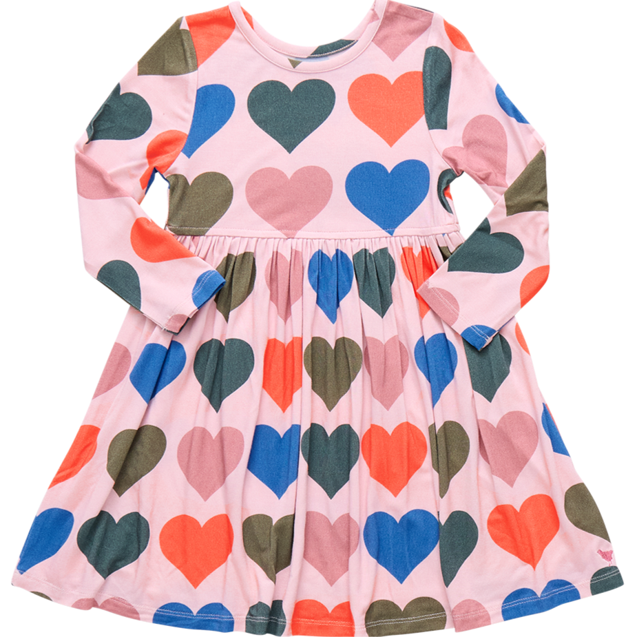 Bamboo Steph Dress - Pink Oversized Hearts
