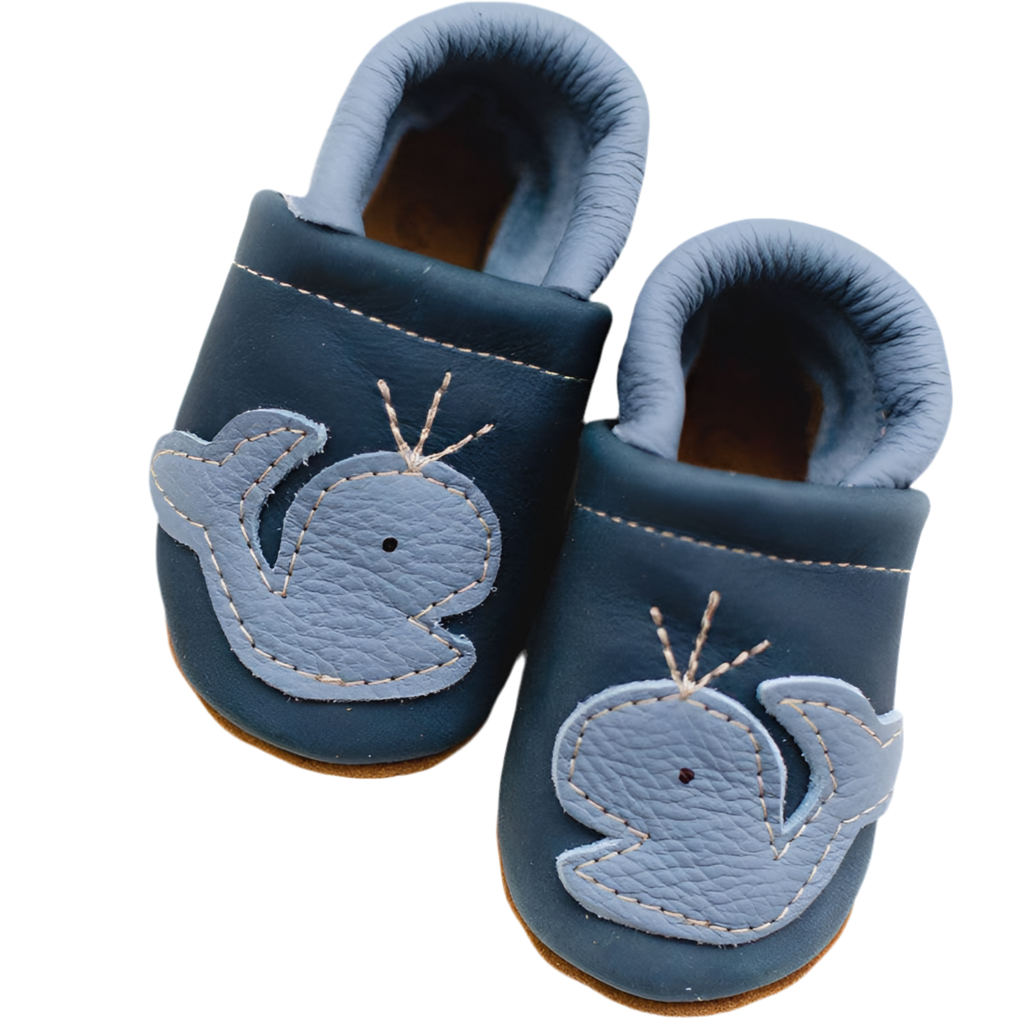 Whale on Denim leather Baby Boy Booties & Toddler Shoes