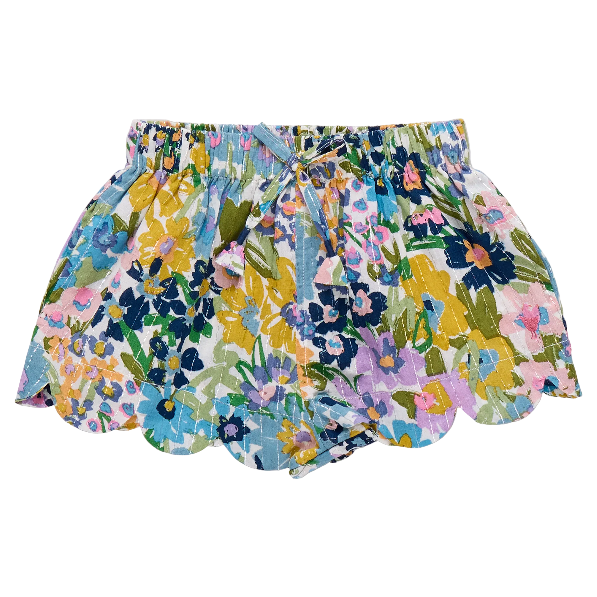 Scallop Shorts - Blue Large Sketch Floral