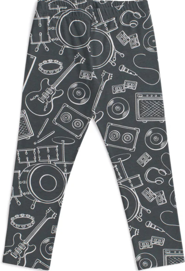 Leggings - Rock Band Charcoal