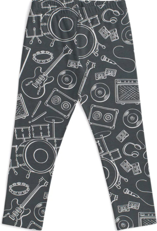 Leggings - Rock Band Charcoal