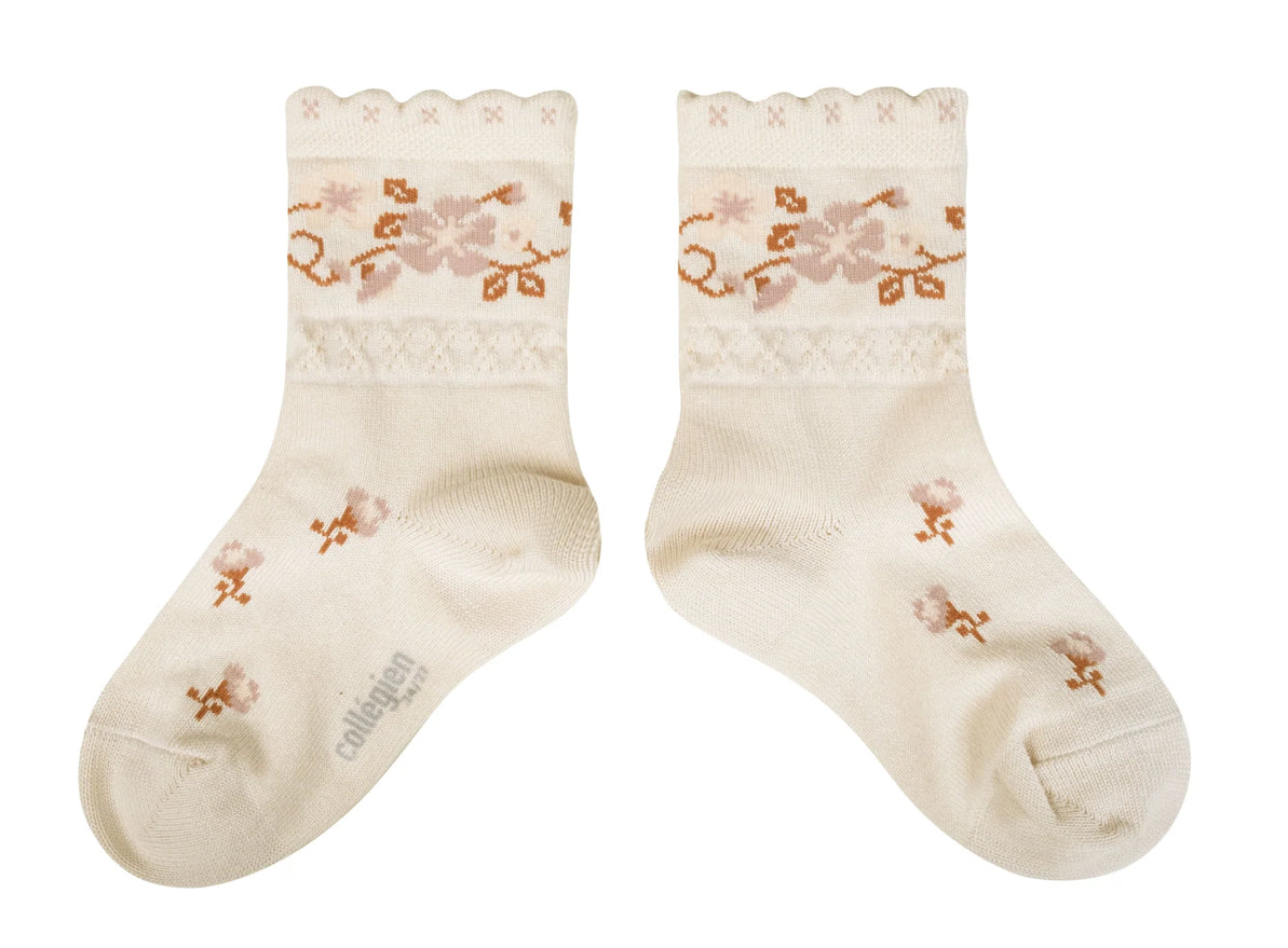 Camelia - Jacquard Flower Ankle Socks