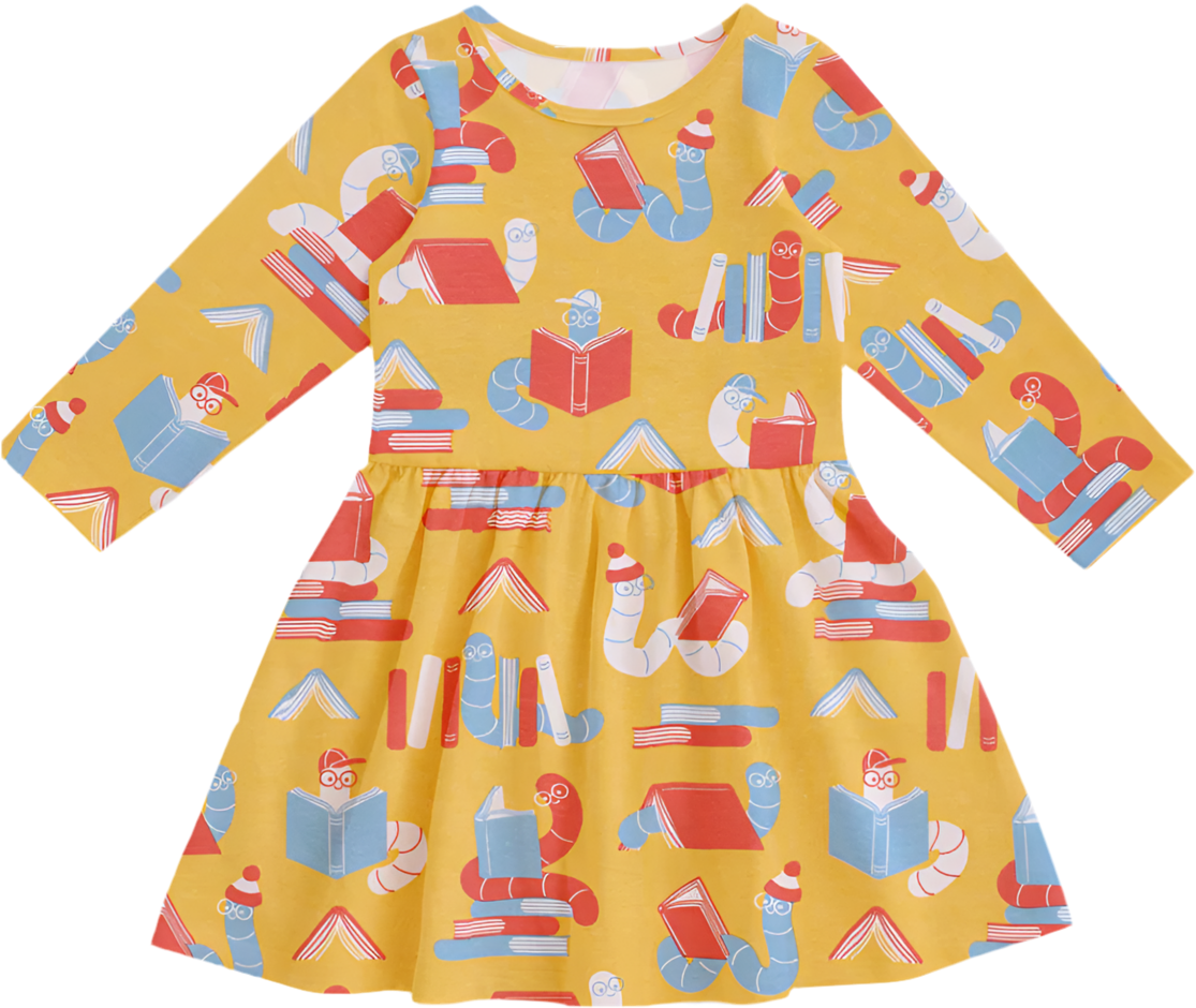 Calgary Dress - Bookworms Yellow