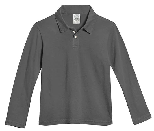 Long Sleeve Solid Jersey Polo - Charcoal