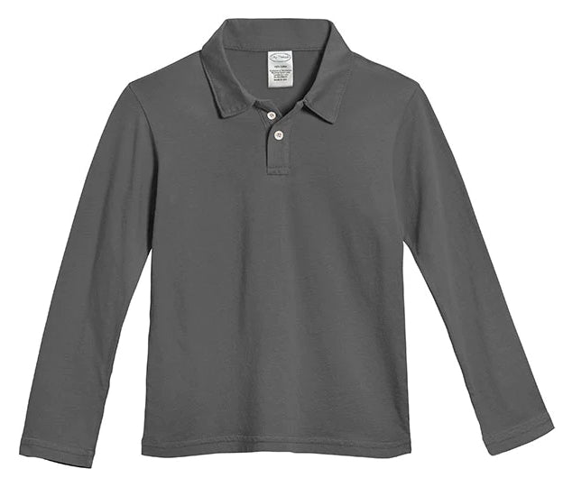 Long Sleeve Solid Jersey Polo - Black
